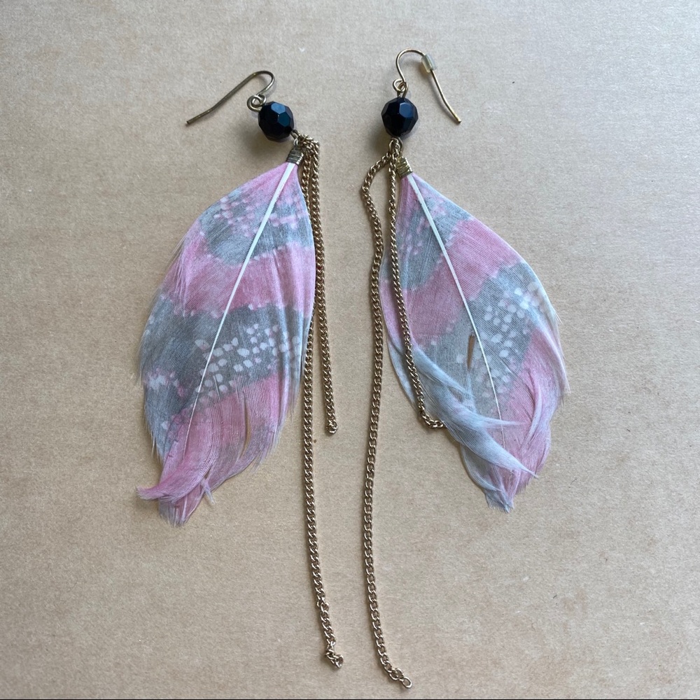 Free People Feather Pink Earrings
